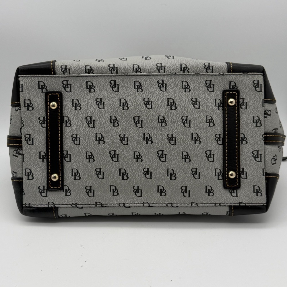 Dooney & Bourke 1975 DB Logo Satchel Gray Black Leather Red Lining Purse - Picture 6 of 10